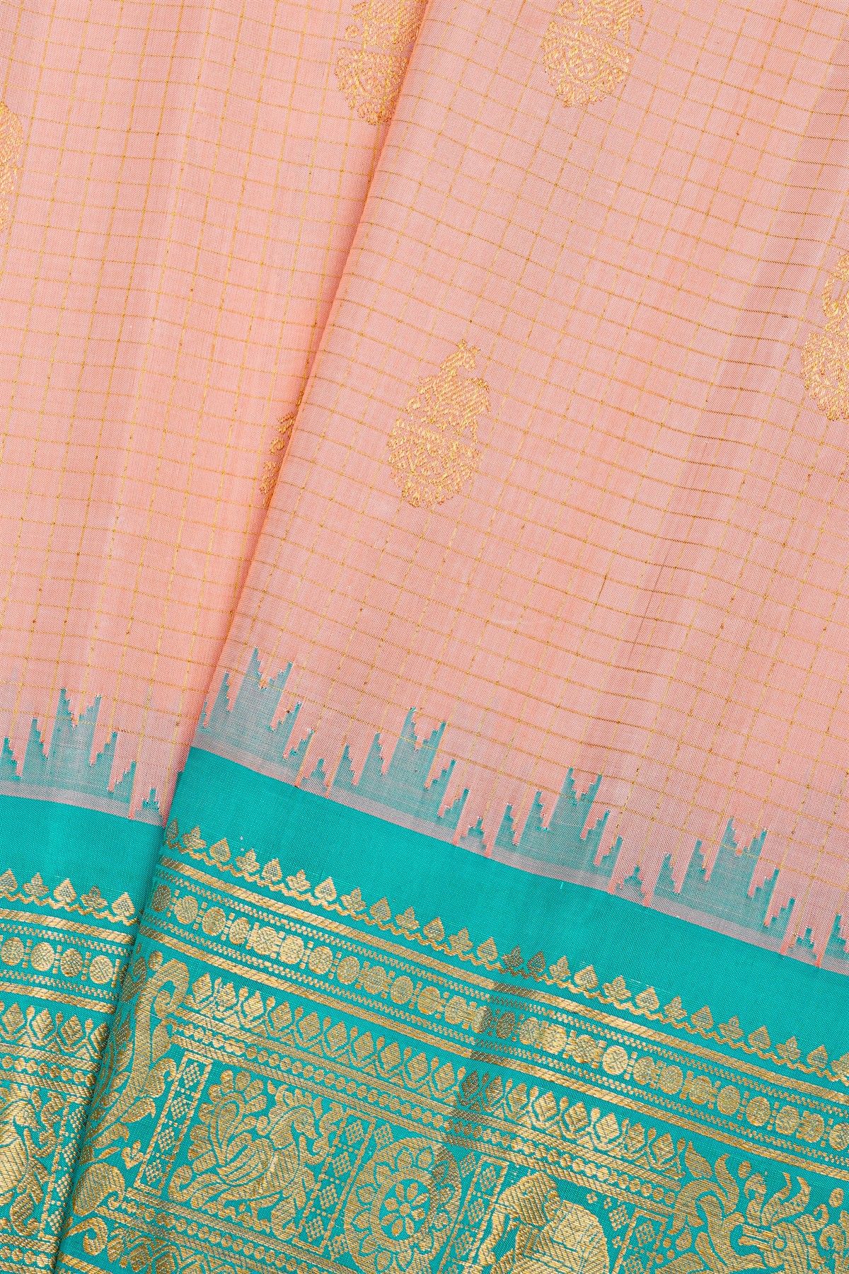 Gadwal Silk Baby Pink Saree