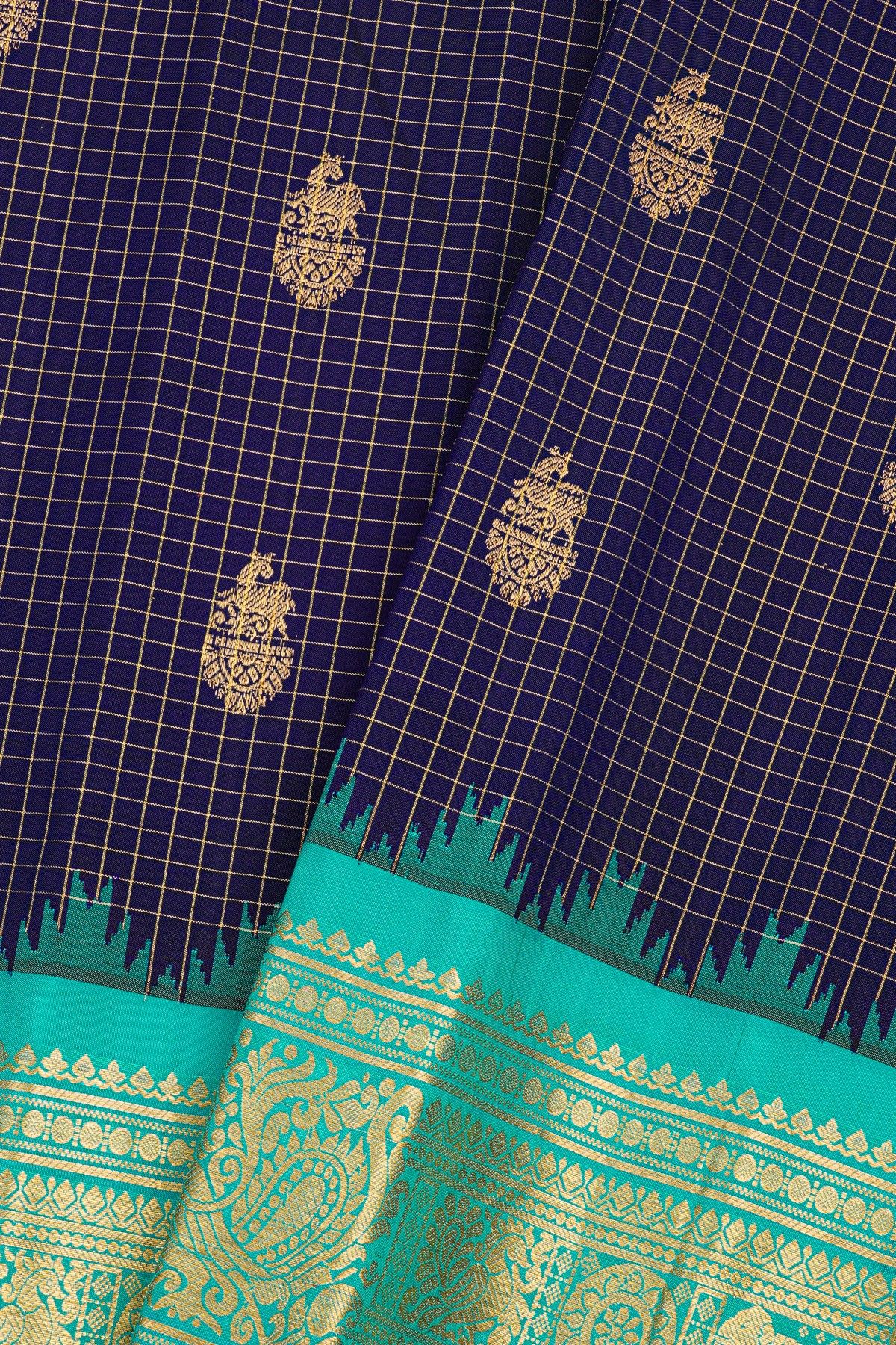 Gadwal Silk Navy Blue Saree