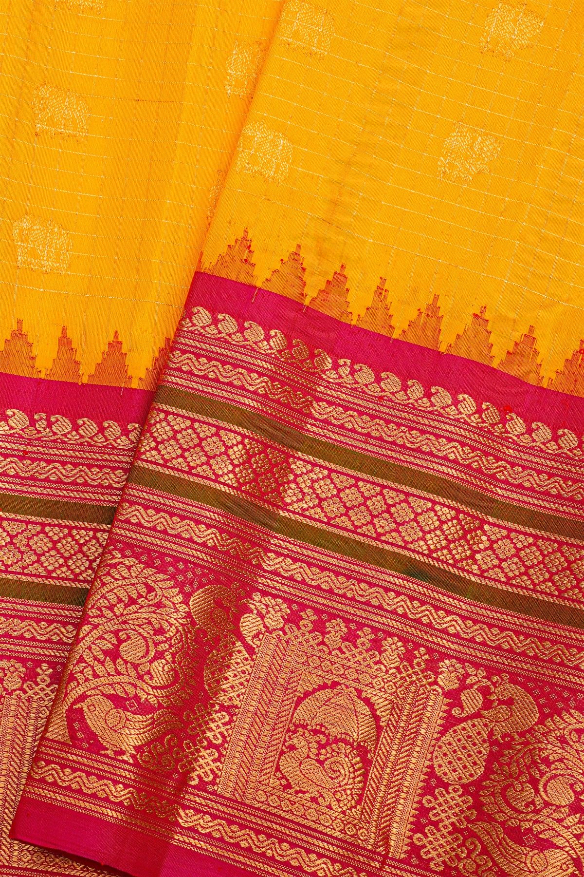 Gadwal Silk Yellow Saree