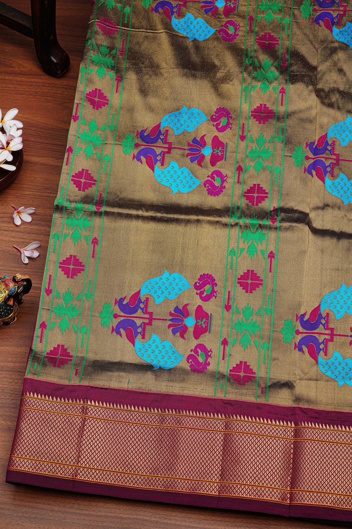 Narayanpet Silk Wine Saree