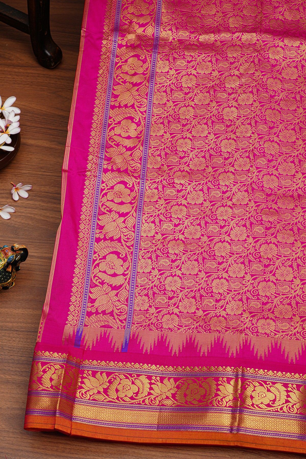 Narayanpet Silk Orange Saree
