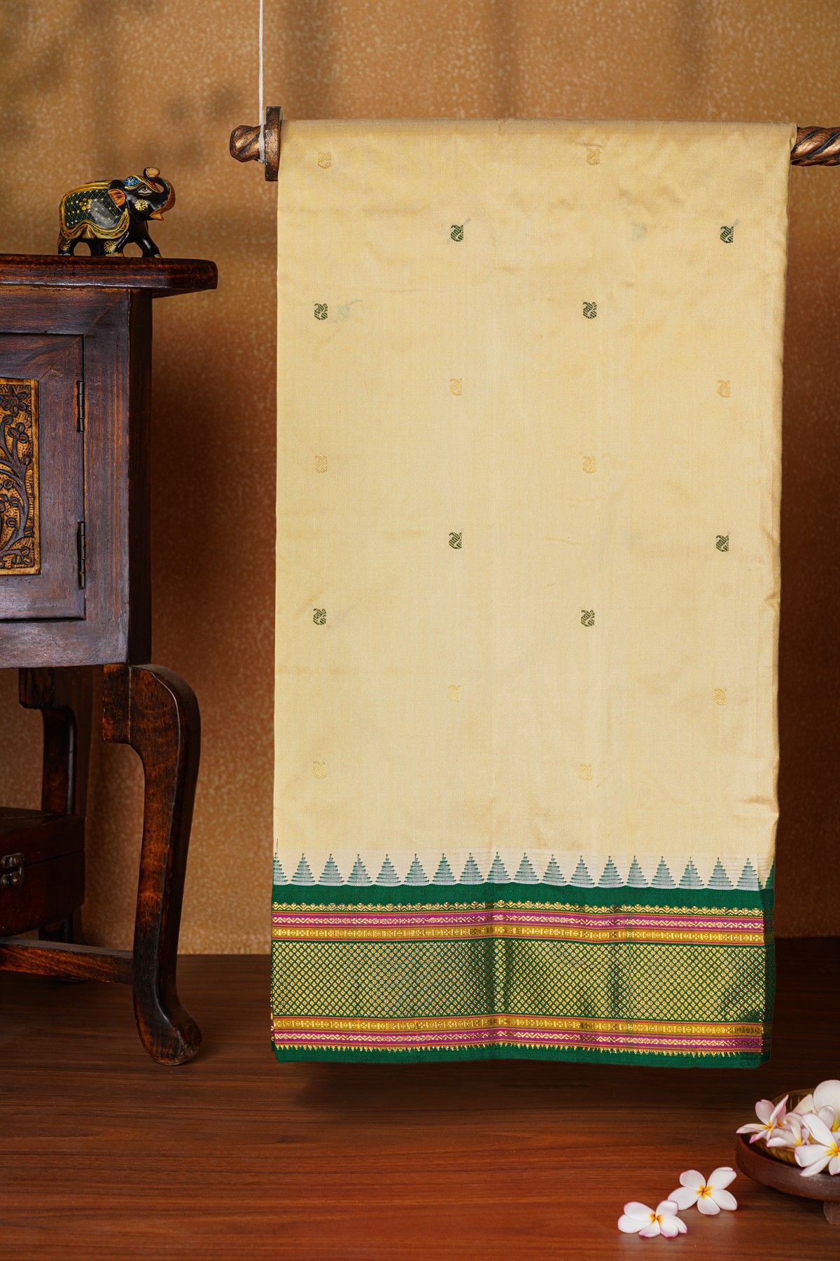 Narayanpet Silk Cream Saree