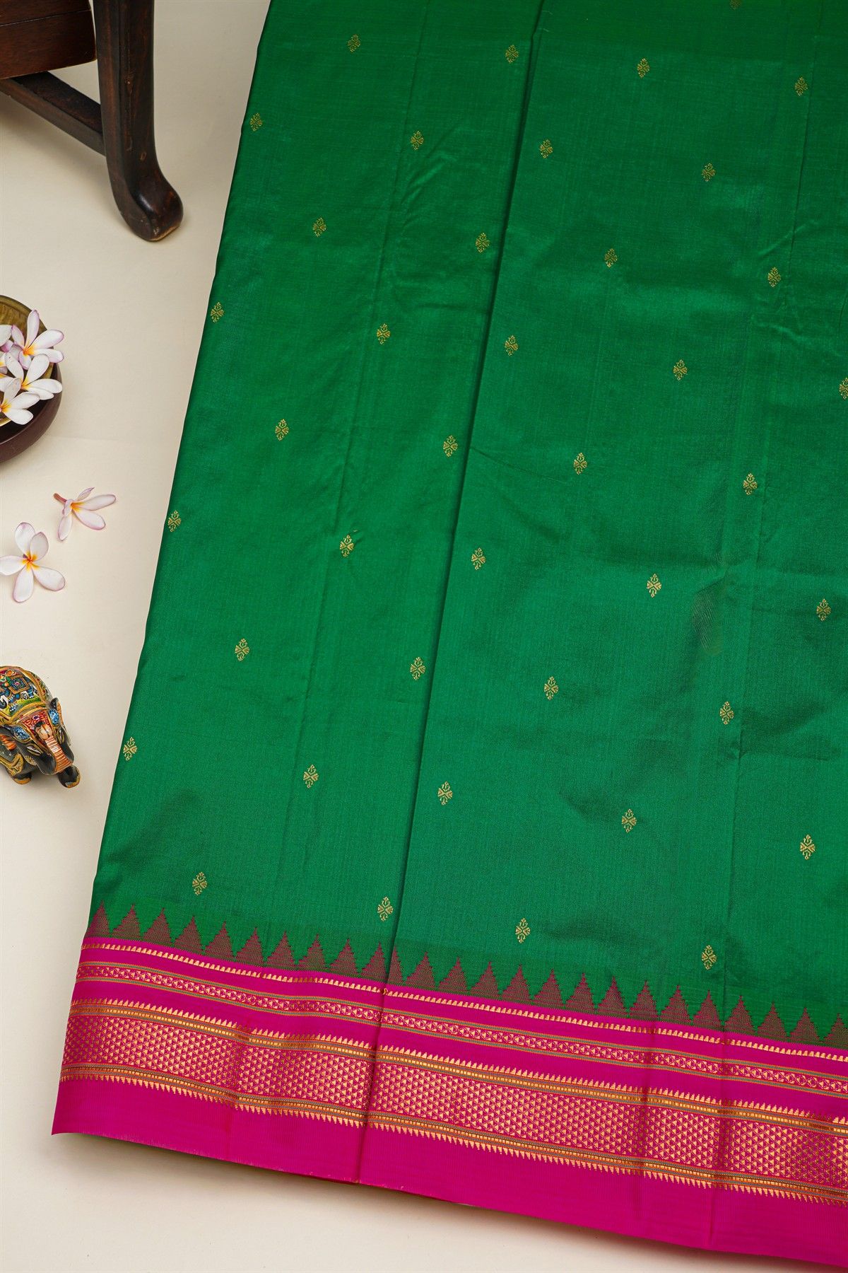 Narayanpet Silk Green Saree