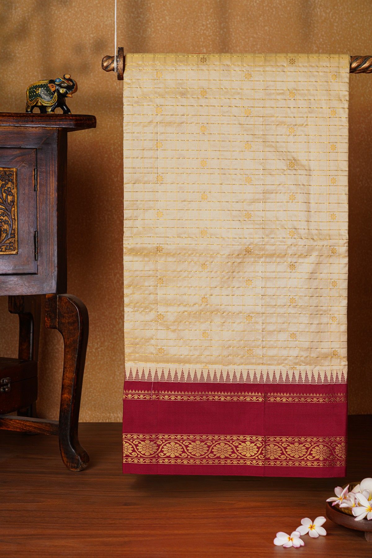 Narayanpet Silk Cream Saree