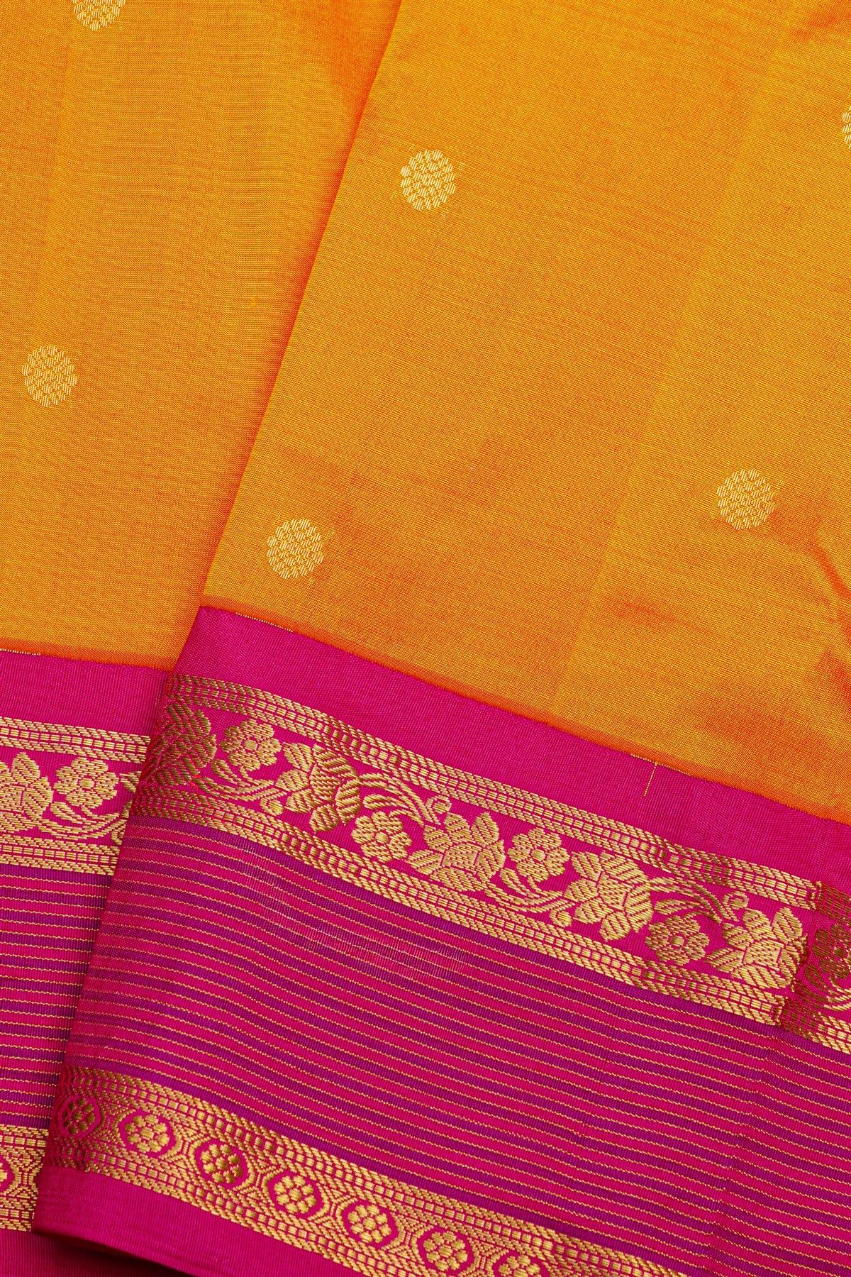 Narayanpet Silk Mustard And Orange Saree