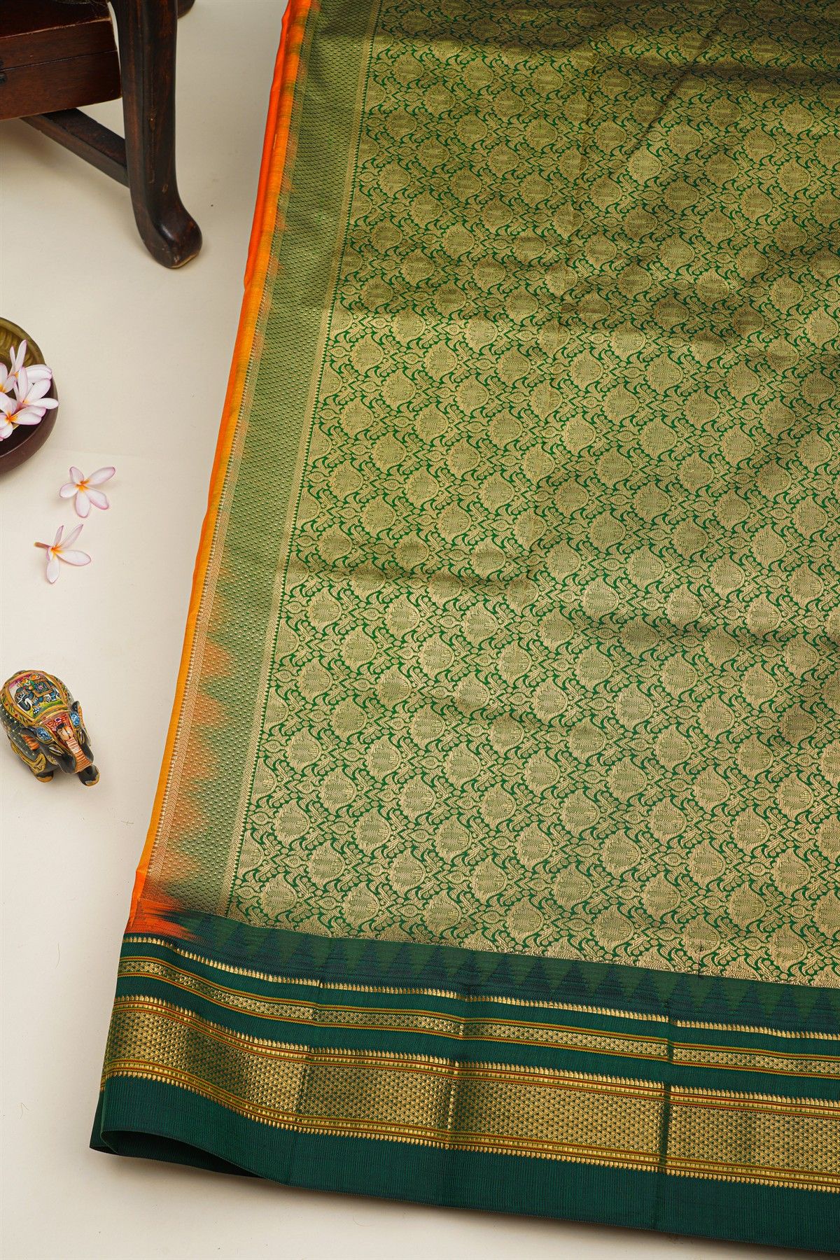 Narayanpet Silk Orange Saree