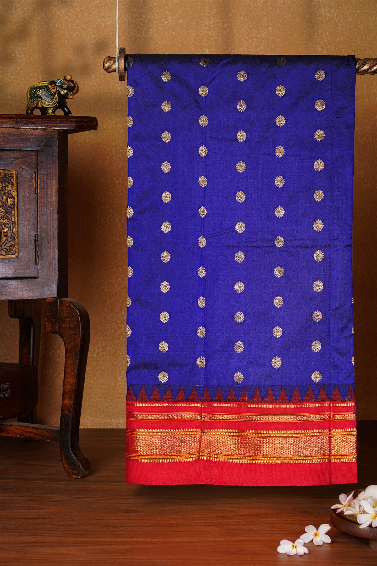 Narayanpet Silk Navy Blue Saree