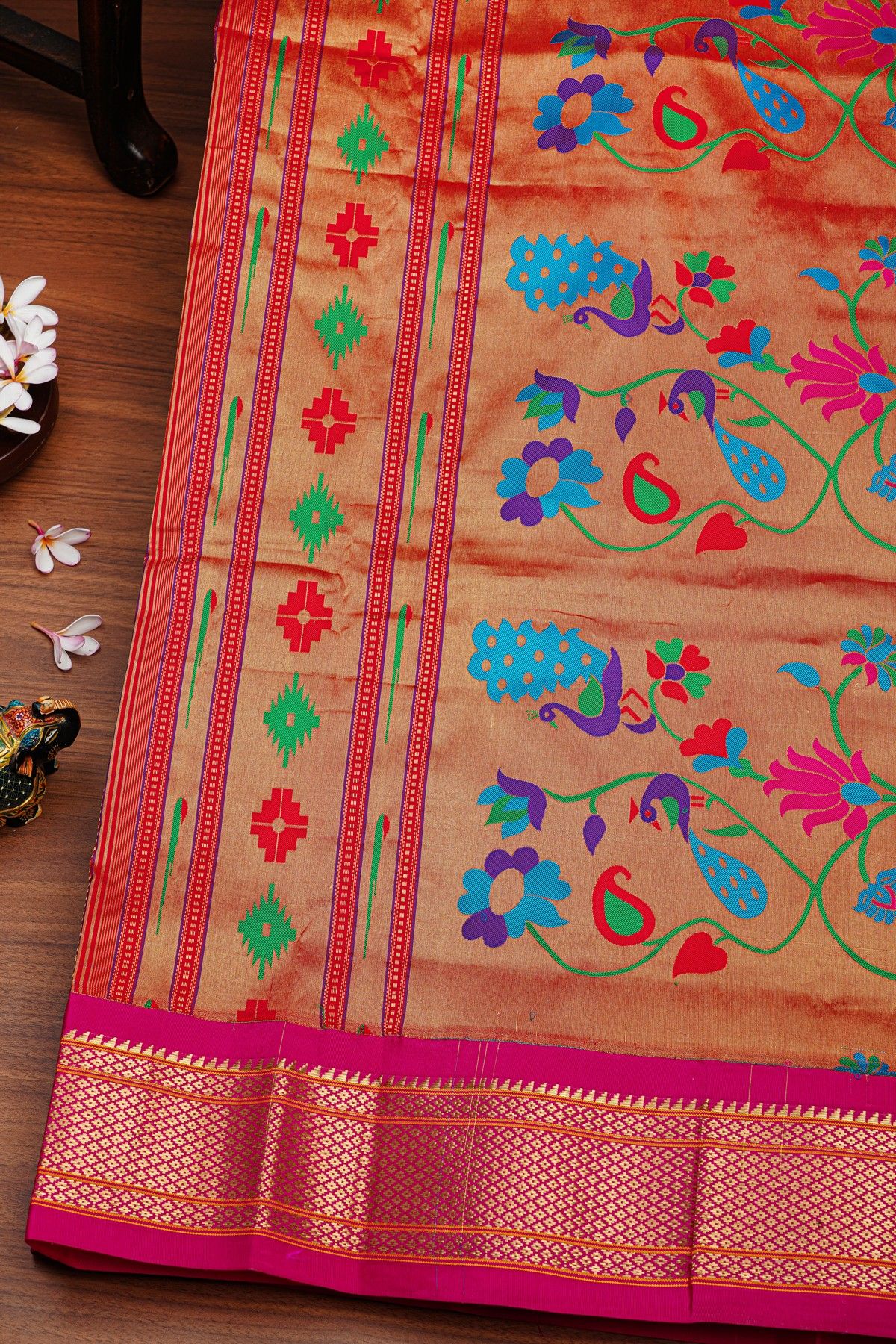 Narayanpet Silk Peacock Blue Saree