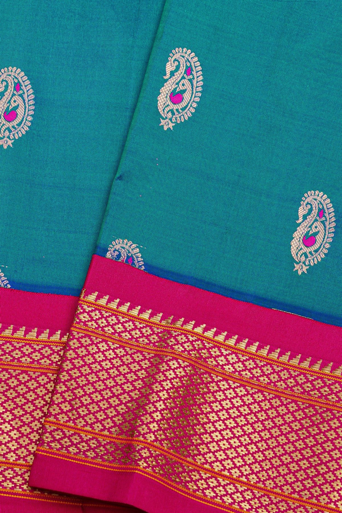 Narayanpet Silk Peacock Blue Saree