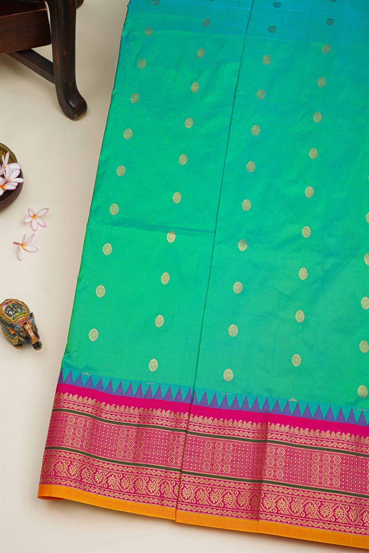 Narayanpet Silk Sea Green Saree