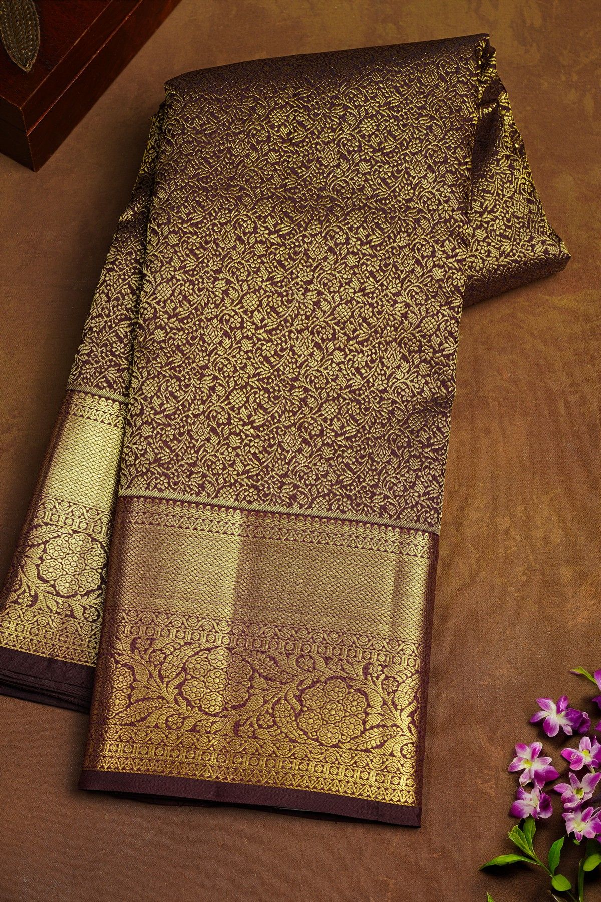 Kancheepuram Silk Brown Saree