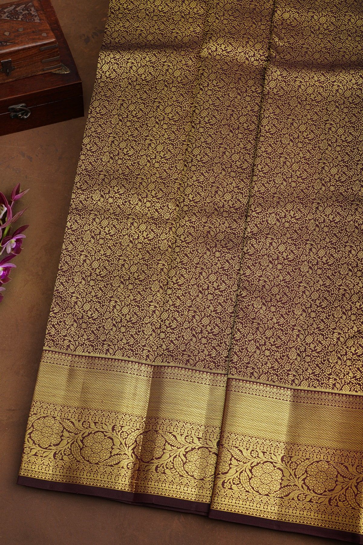 Kancheepuram Silk Brown Saree