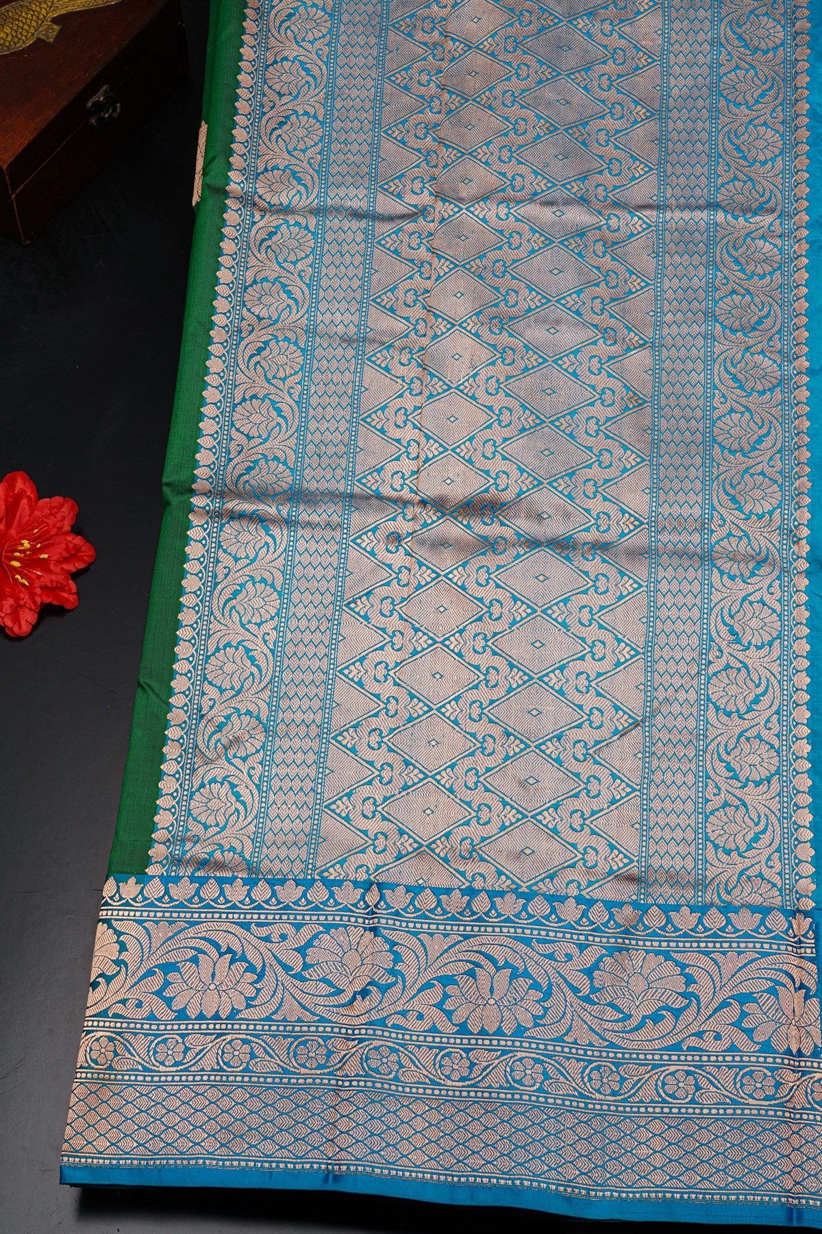 Banarasi Silk Bottle Green Saree