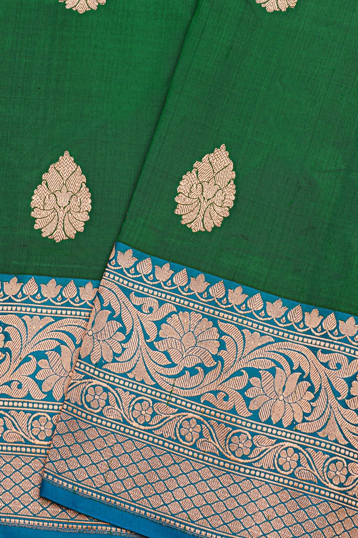 Banarasi Silk Bottle Green Saree