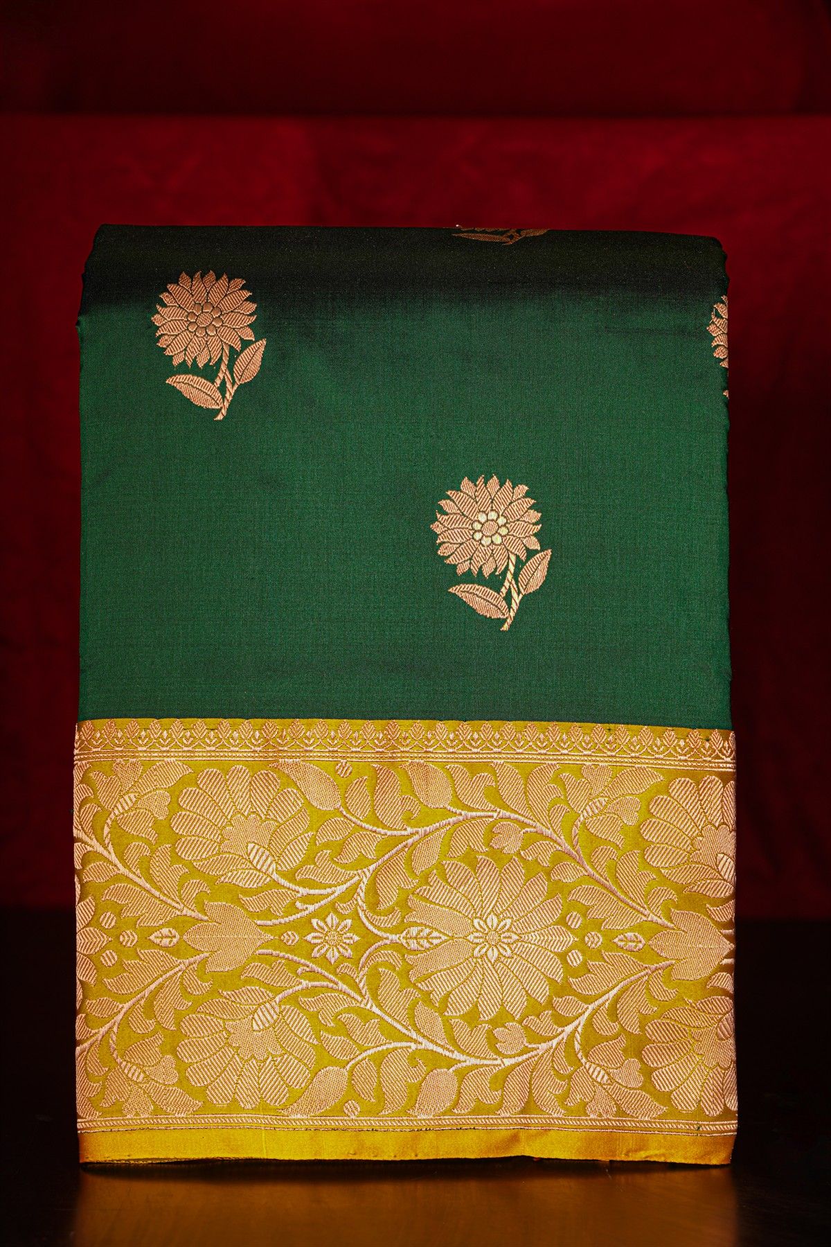 Banarasi Silk Bottle Green Saree
