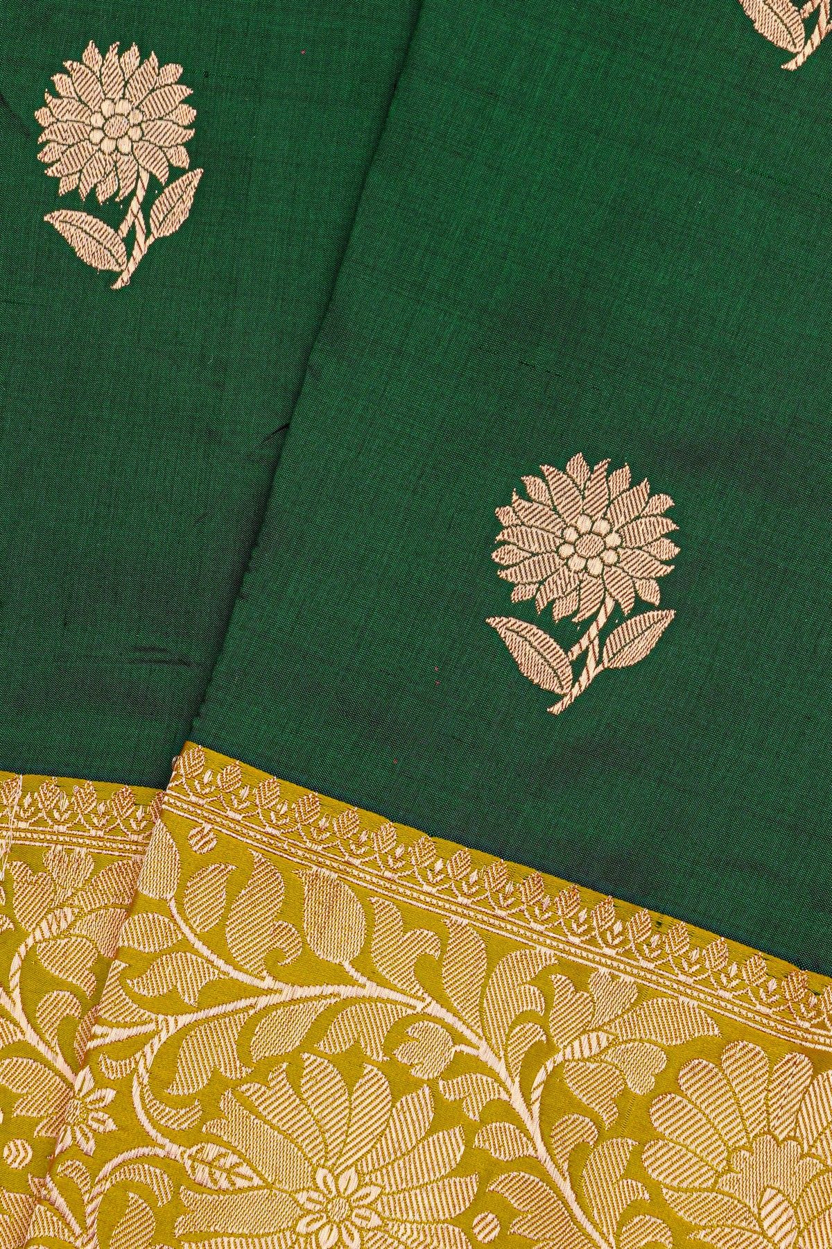 Banarasi Silk Bottle Green Saree