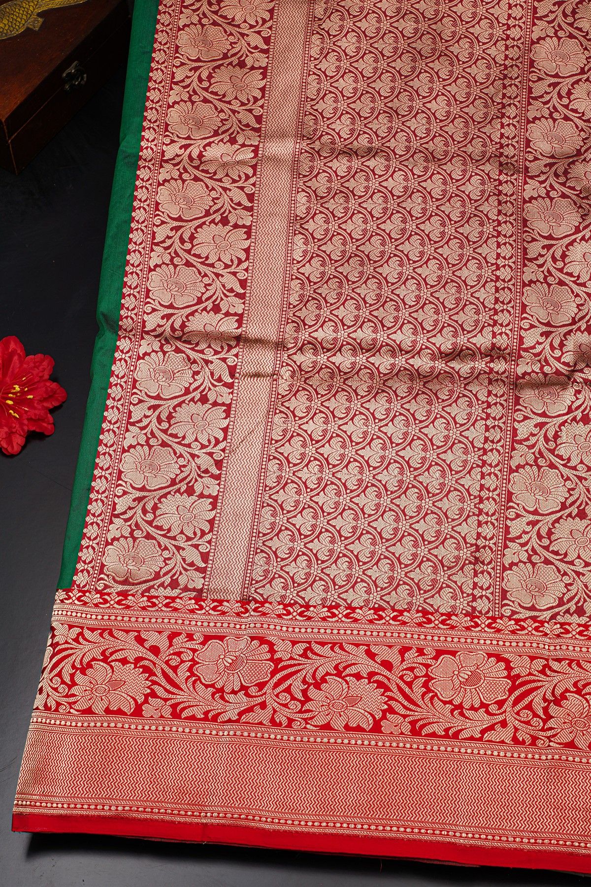 Banarasi Silk Bottle Green Saree