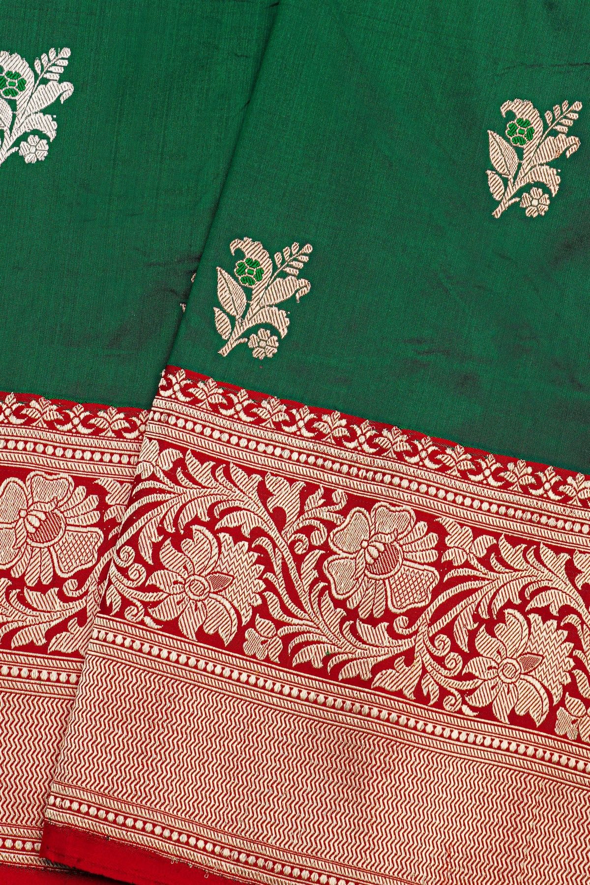 Banarasi Silk Bottle Green Saree