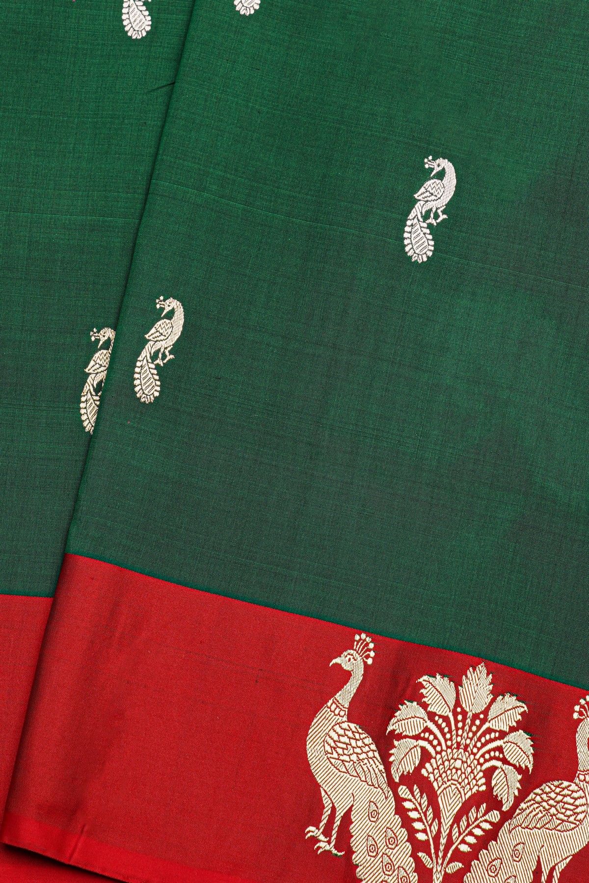 Banarasi Silk Bottle Green Saree