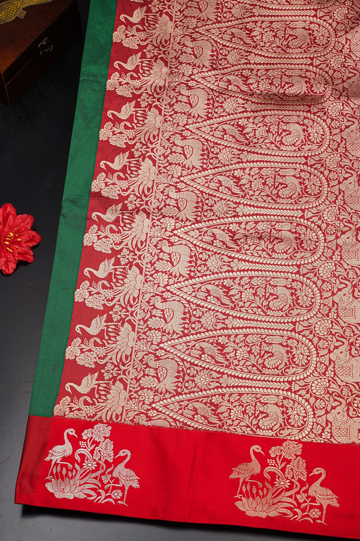 Banarasi Silk Bottle Green Saree