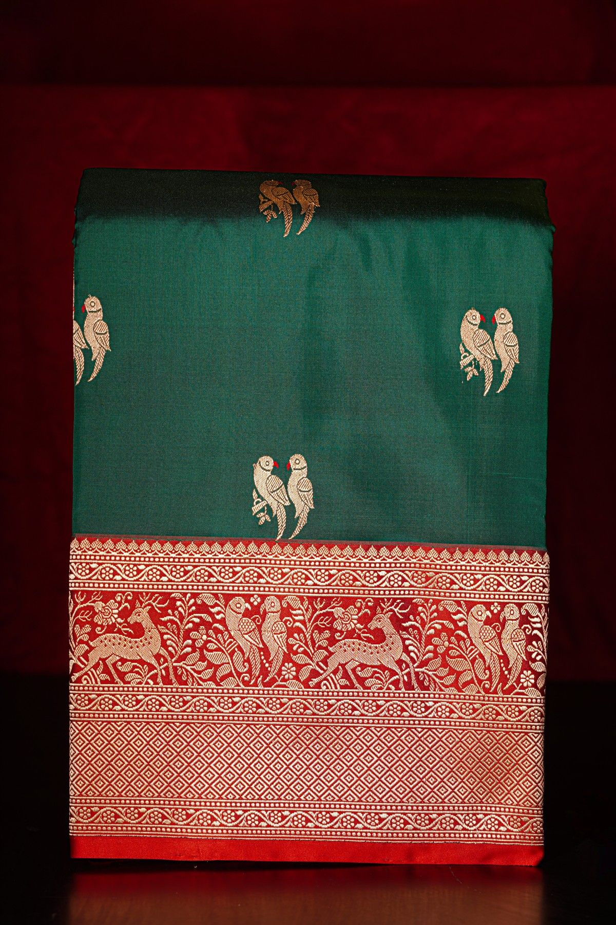 Banarasi Silk Bottle Green Saree