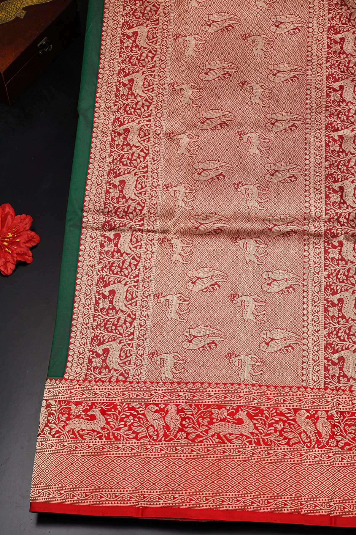 Banarasi Silk Bottle Green Saree