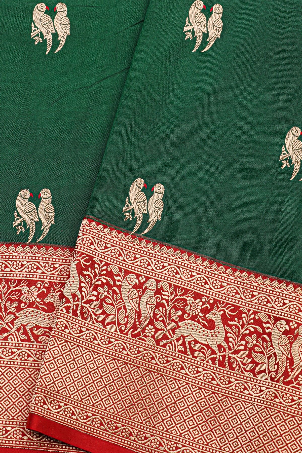 Banarasi Silk Bottle Green Saree