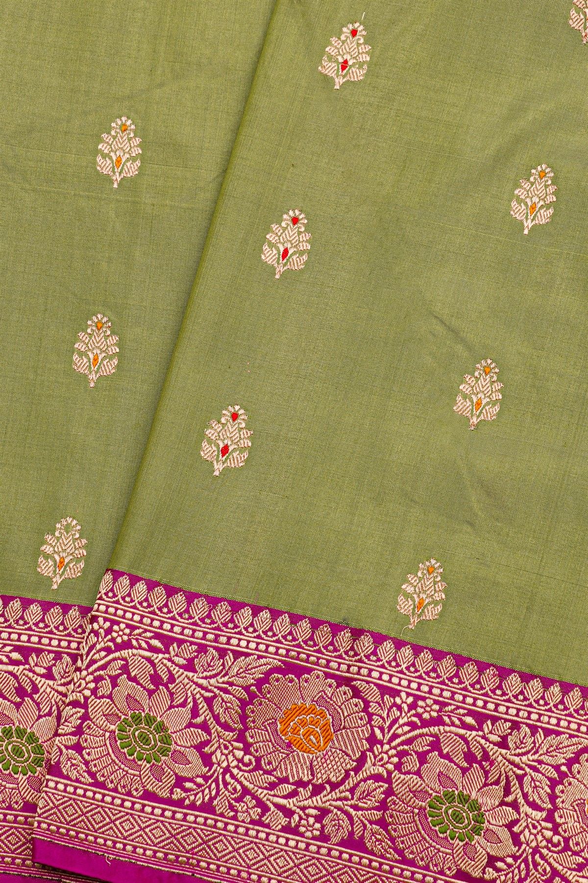 Banarasi Silk Mehendi Green Saree