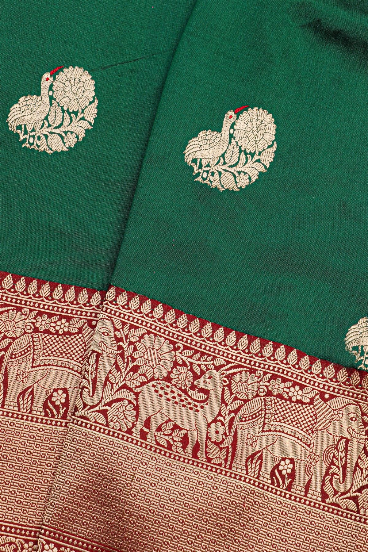 Banarasi Silk Bottle Green Saree