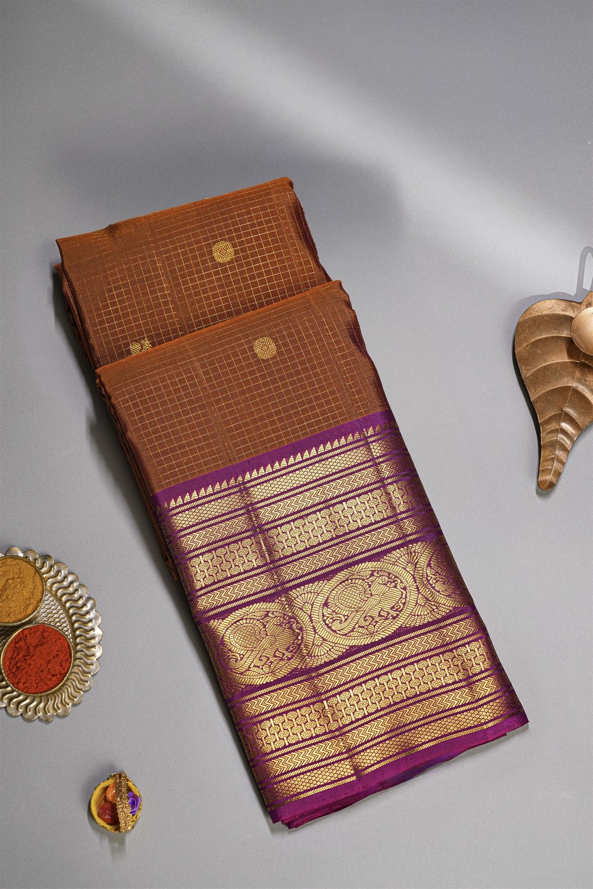 kancheepuram Silk Rust Saree