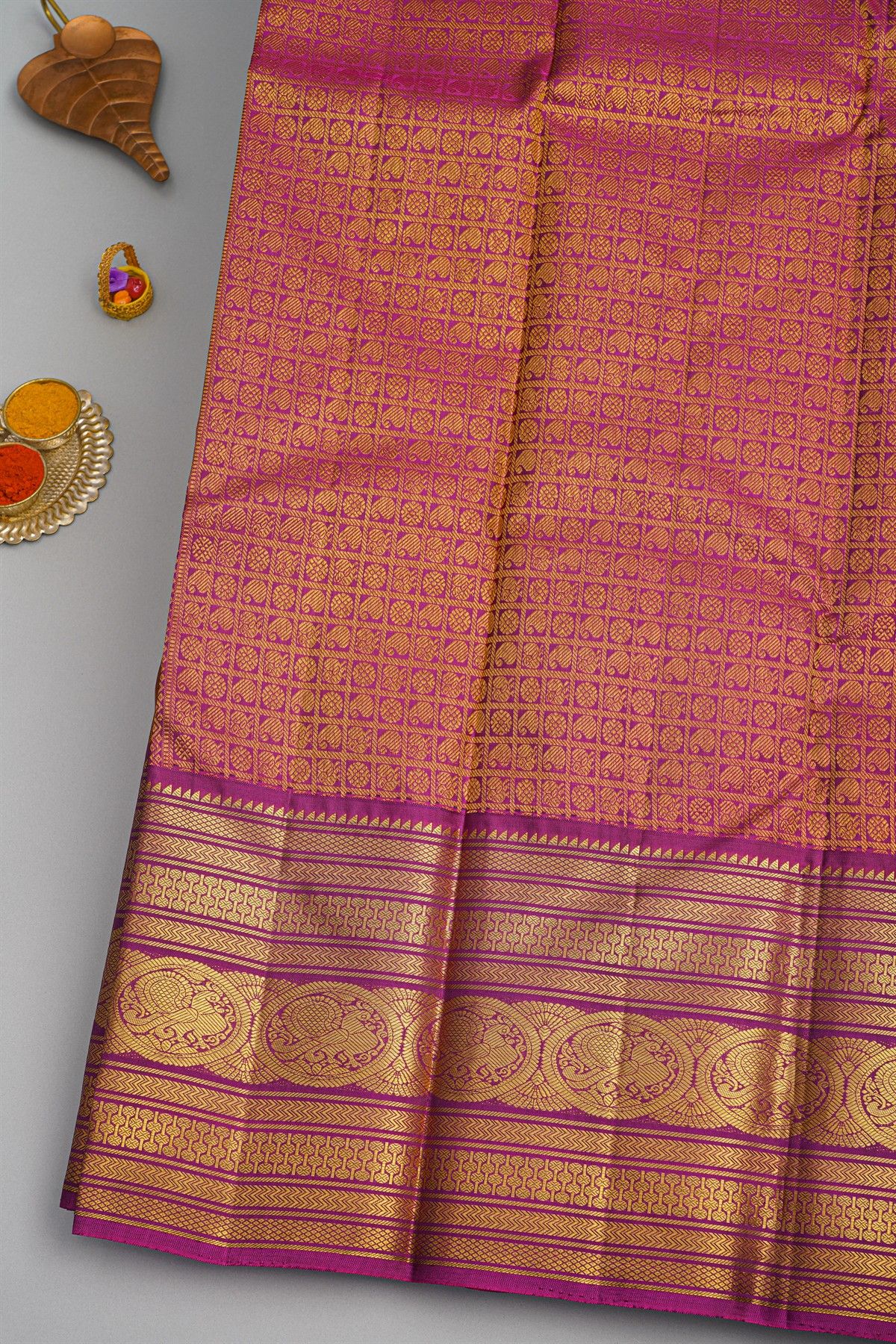 kancheepuram Silk Rust Saree