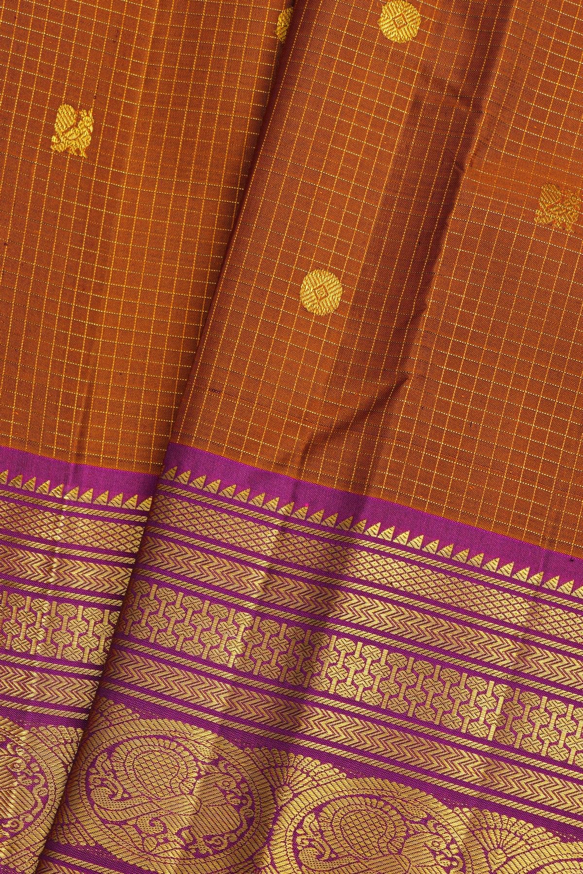 kancheepuram Silk Rust Saree