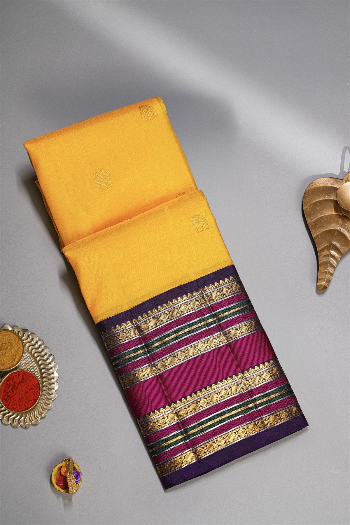 Kancheepuram Silk Yellow Saree
