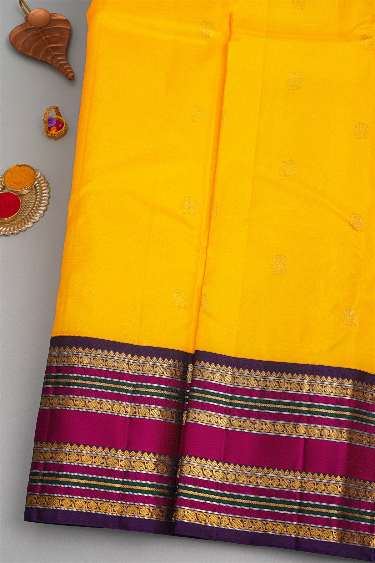 Kancheepuram Silk Yellow Saree