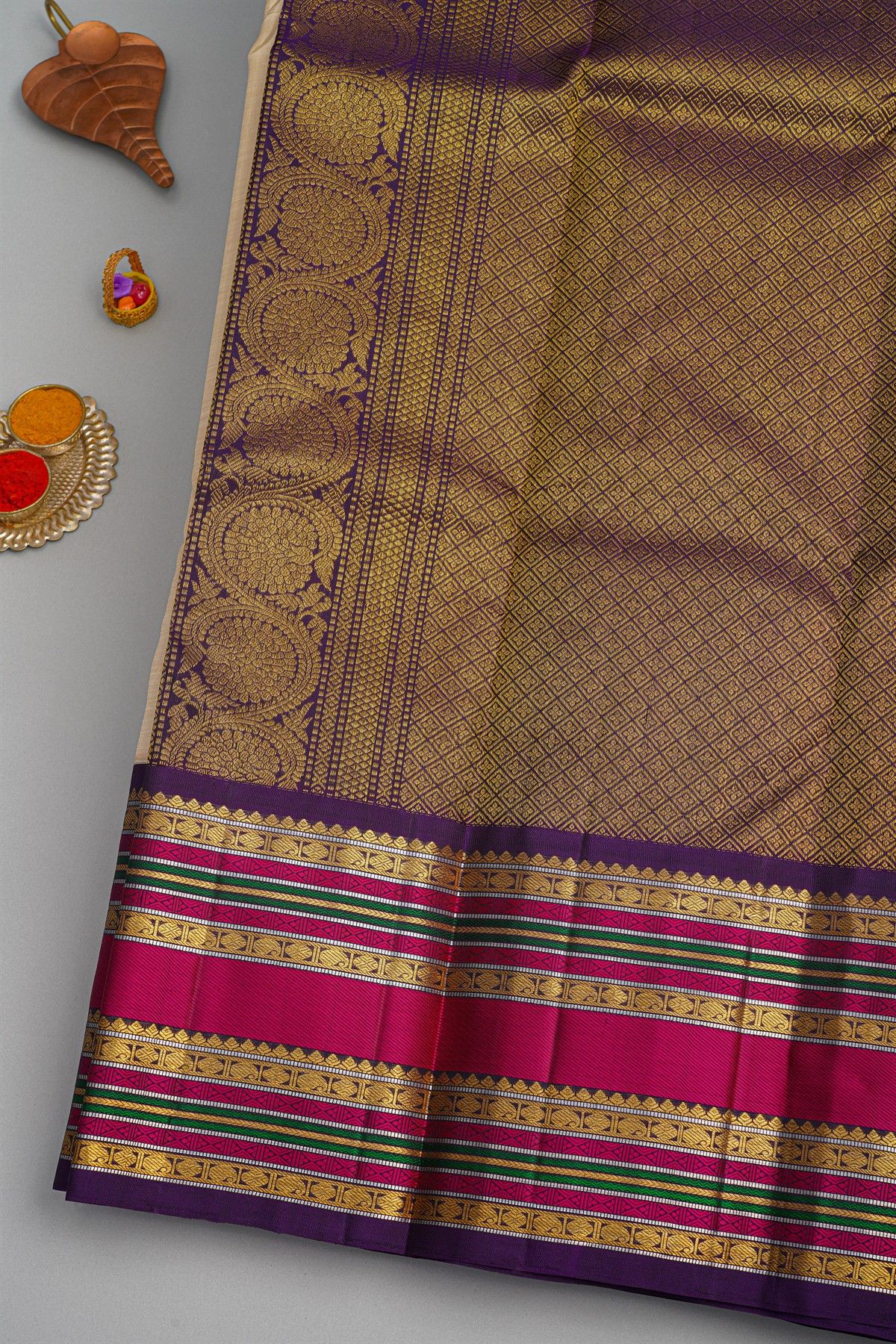 Kancheepuram Silk Cream Saree
