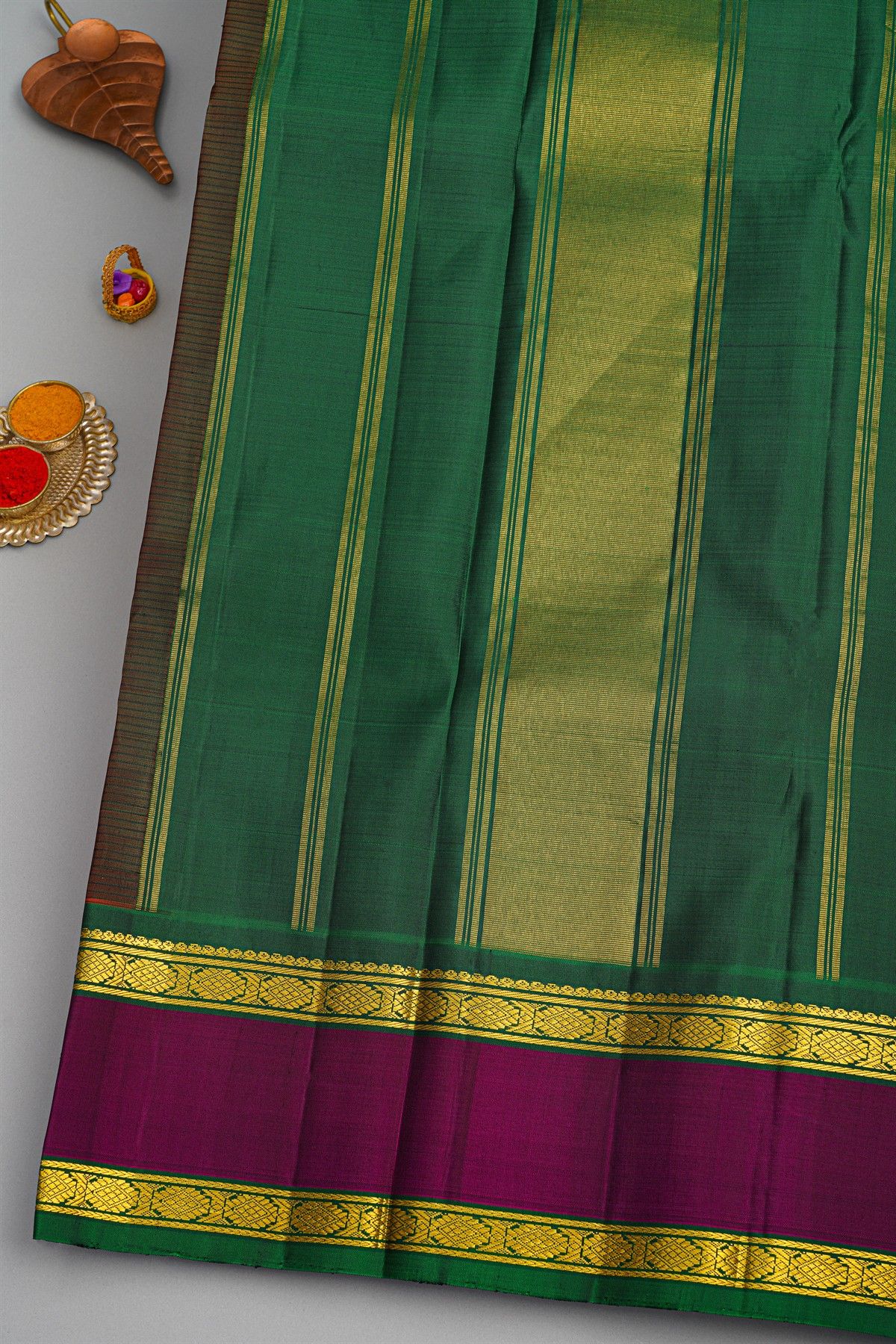 Kancheepuram Silk Orange Saree