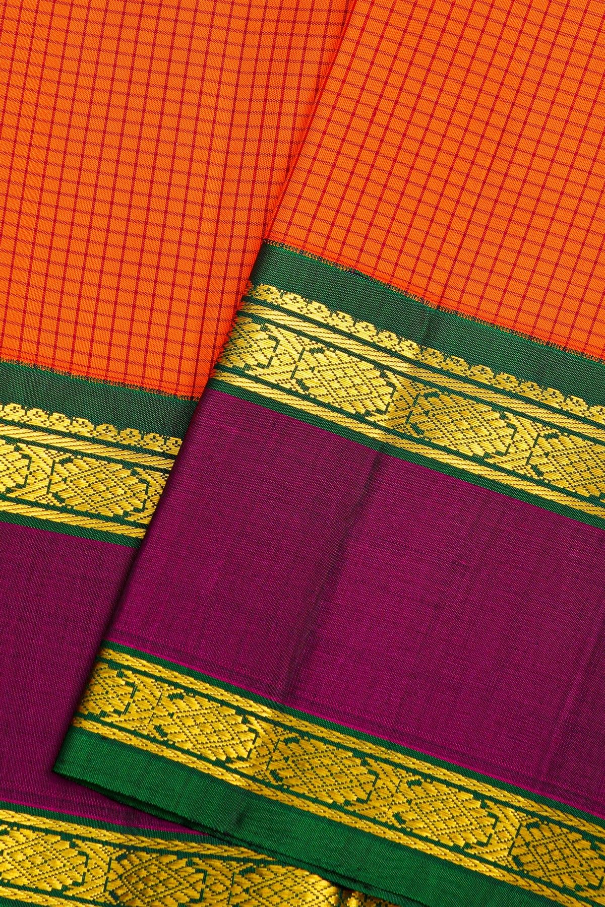 Kancheepuram Silk Orange Saree