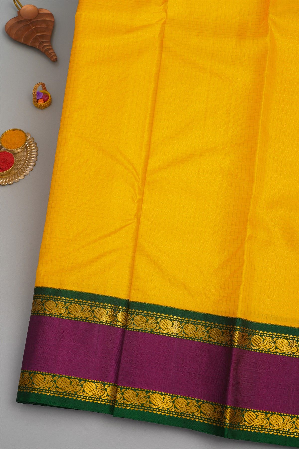 Kancheepuram Silk Yellow Saree