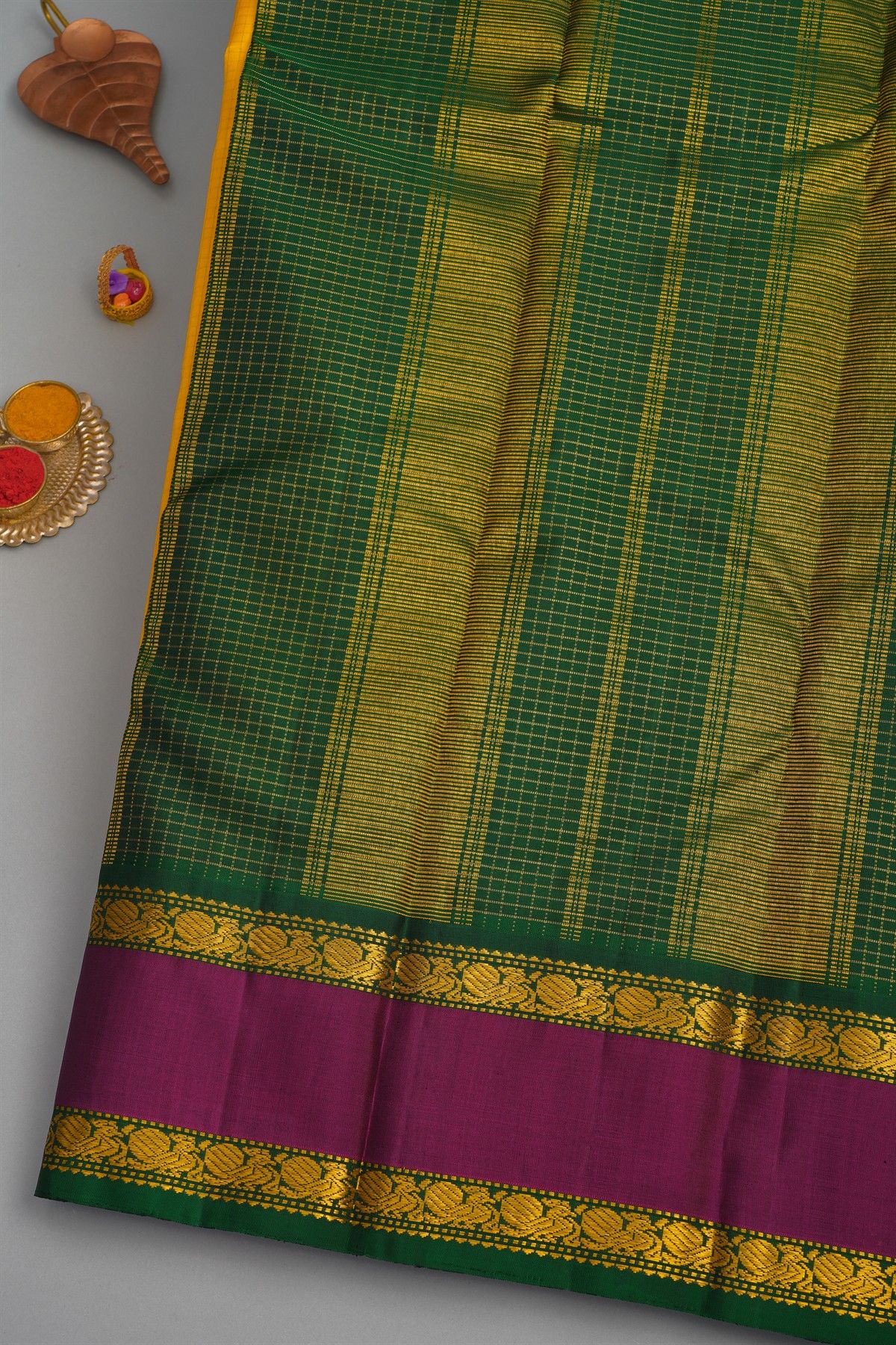 Kancheepuram Silk Yellow Saree
