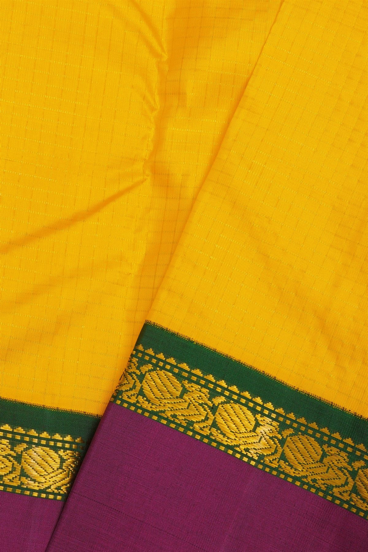 Kancheepuram Silk Yellow Saree