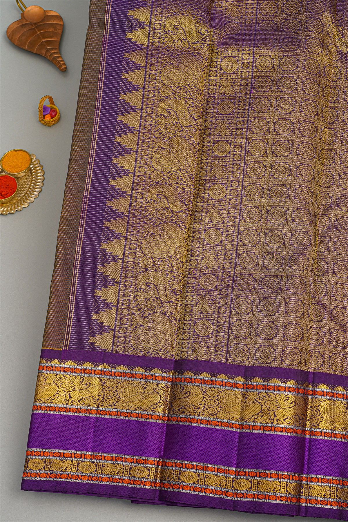 kancheepuram Silk Yellow Saree