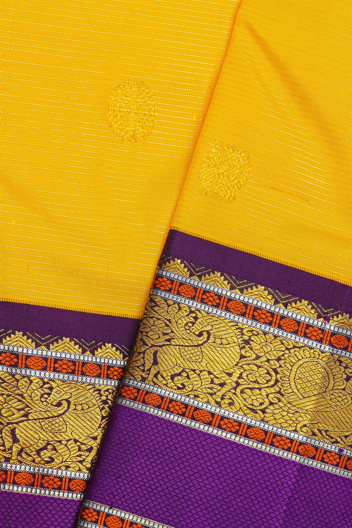 kancheepuram Silk Yellow Saree