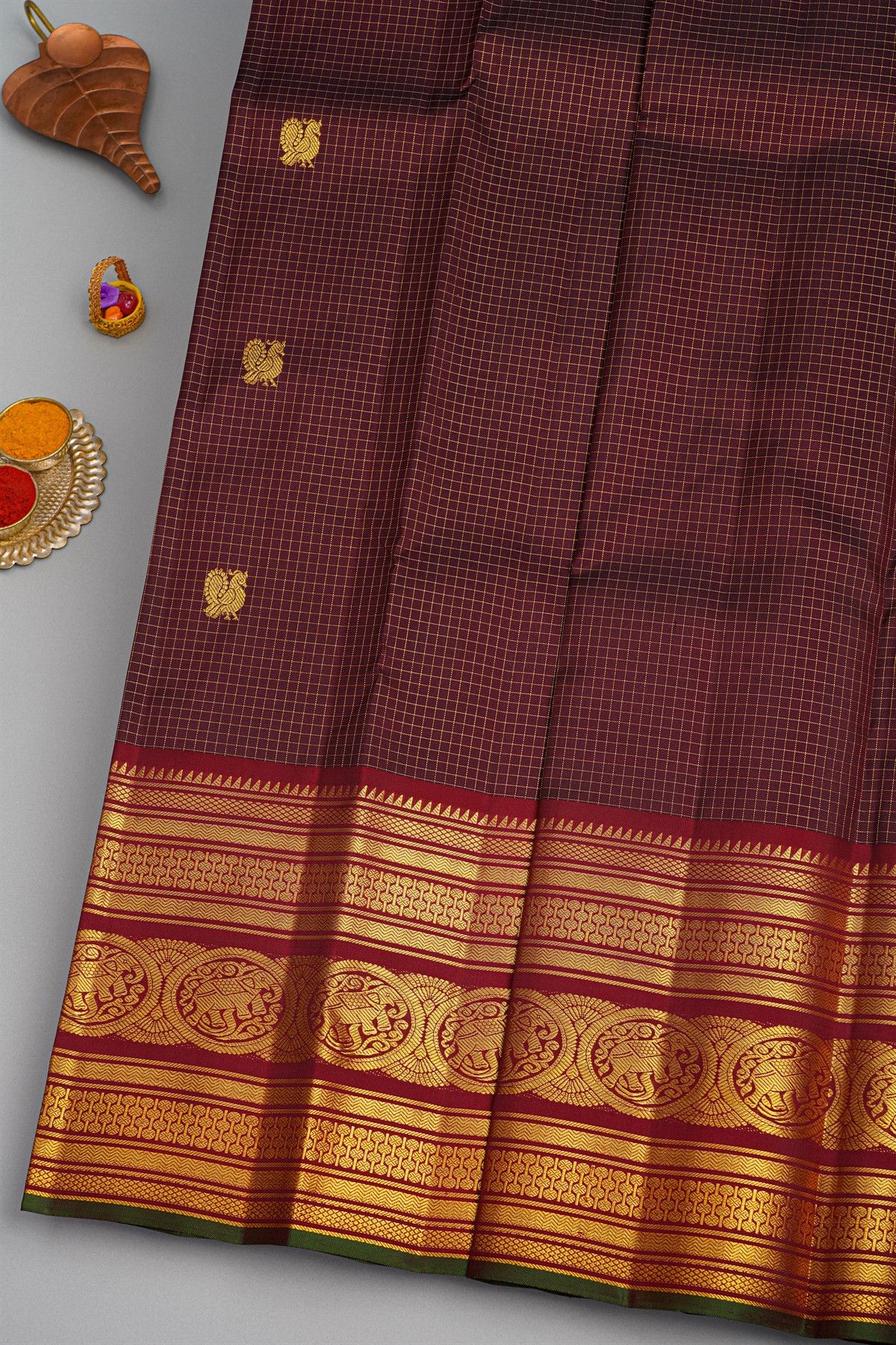 Kancheepuram Silk Wine Saree