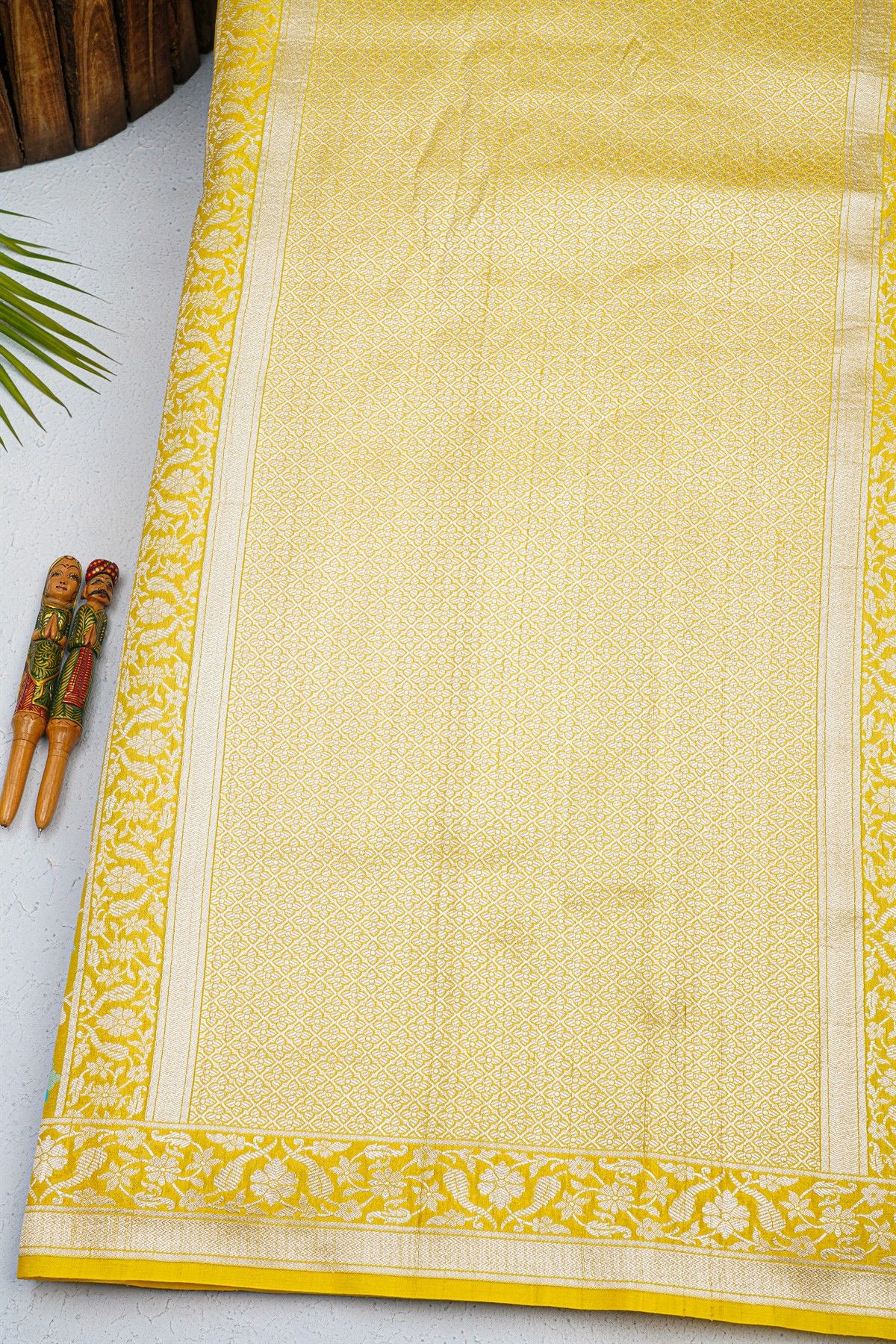 Designer Tussar Georgette Yellow Saree