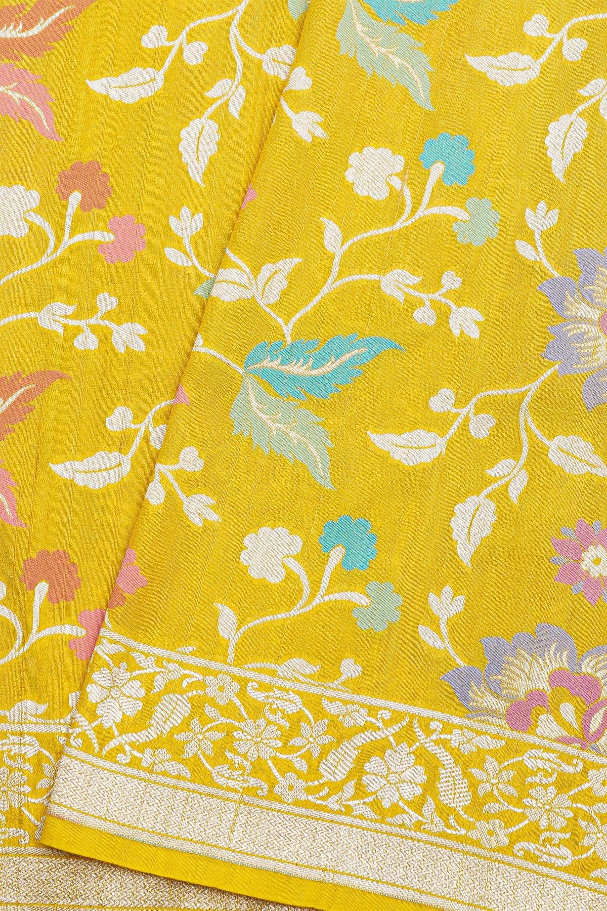 Designer Tussar Georgette Yellow Saree