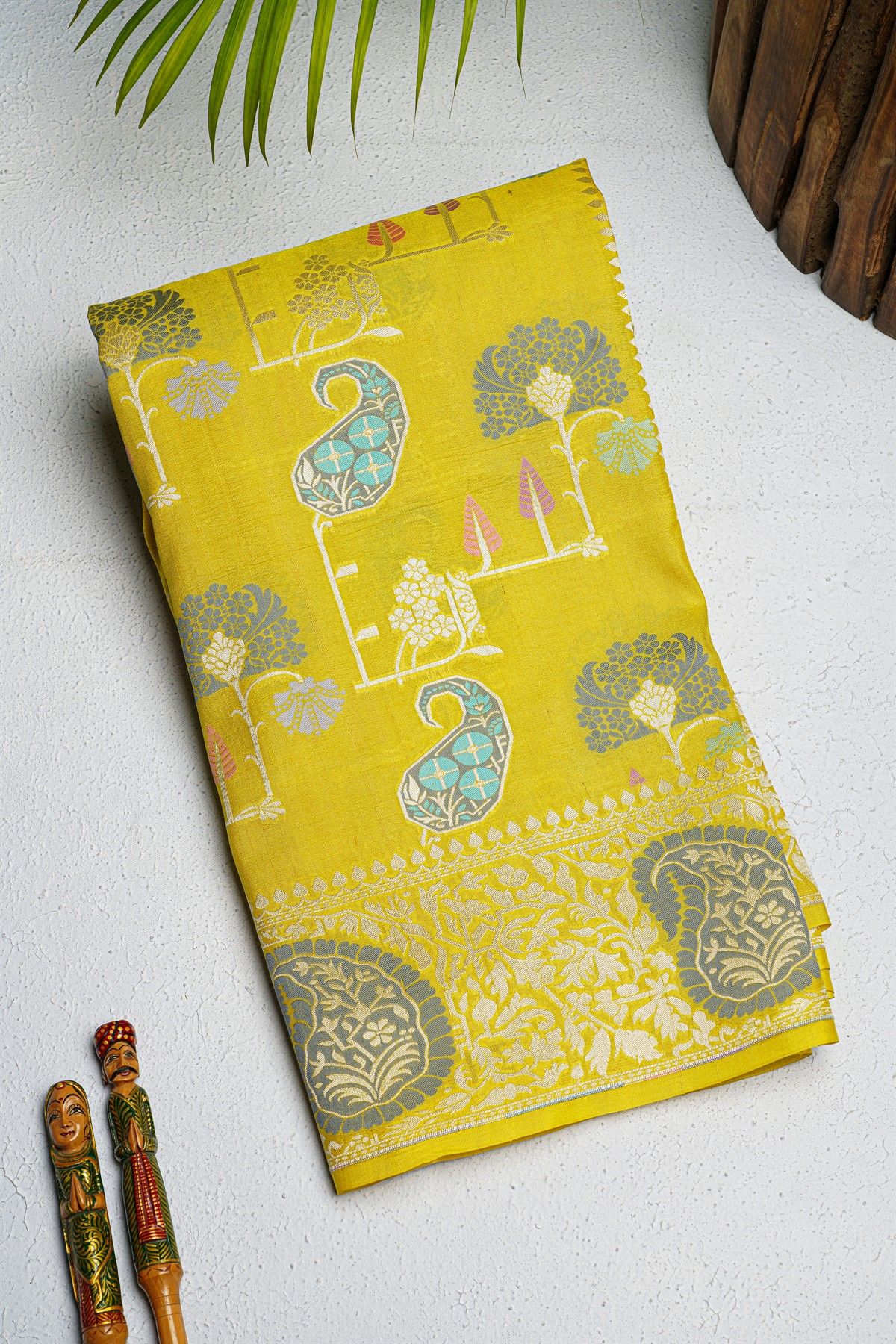 Fancy Tussar Georgette Yellow Saree