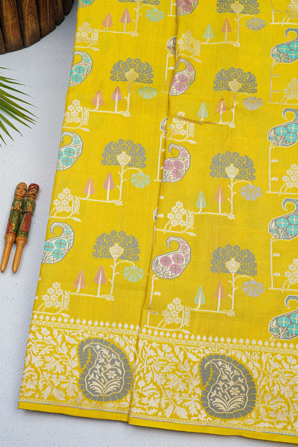 Fancy Tussar Georgette Yellow Saree