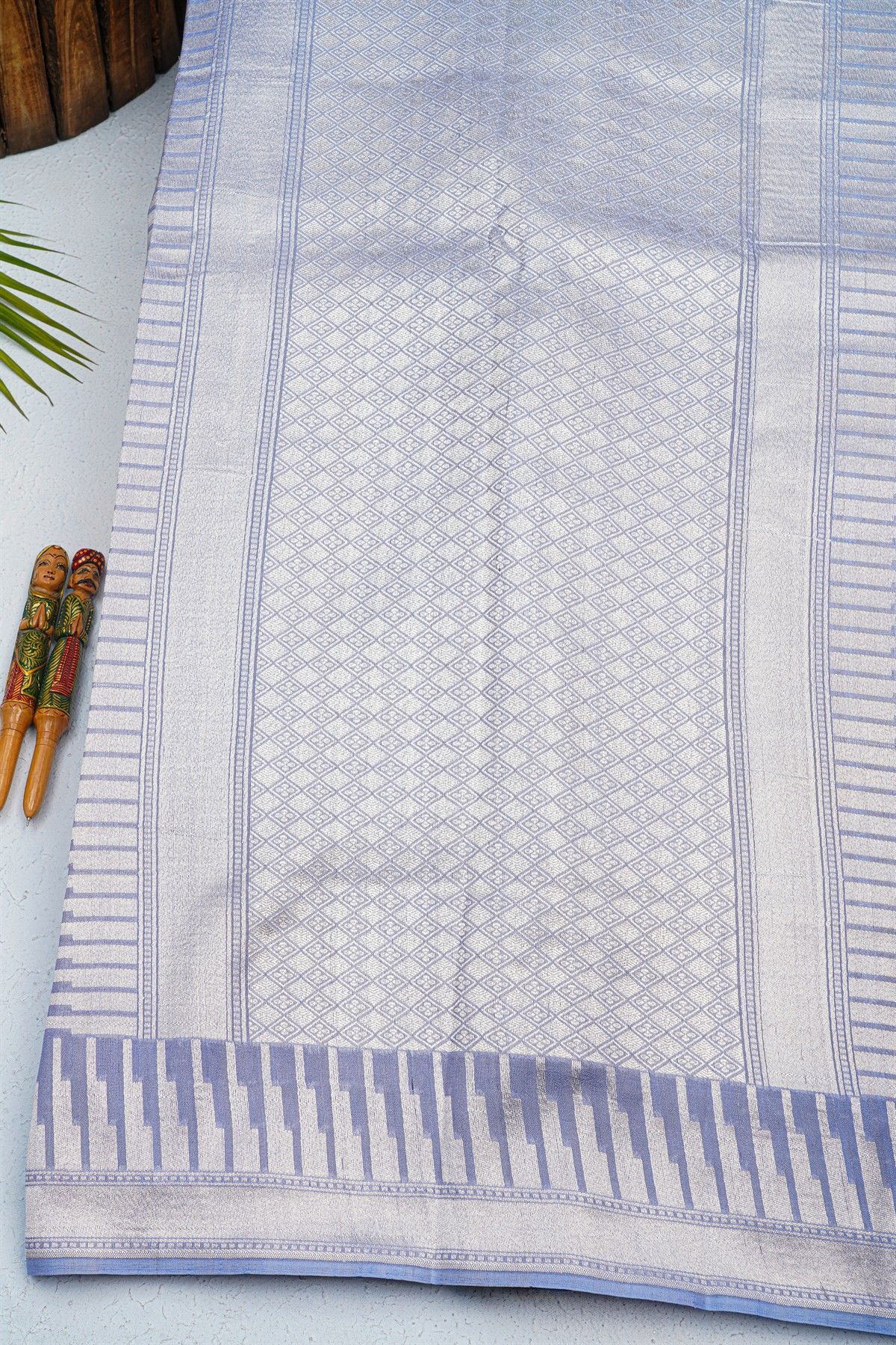 Fancy Tussar Georgette Powder Blue Saree