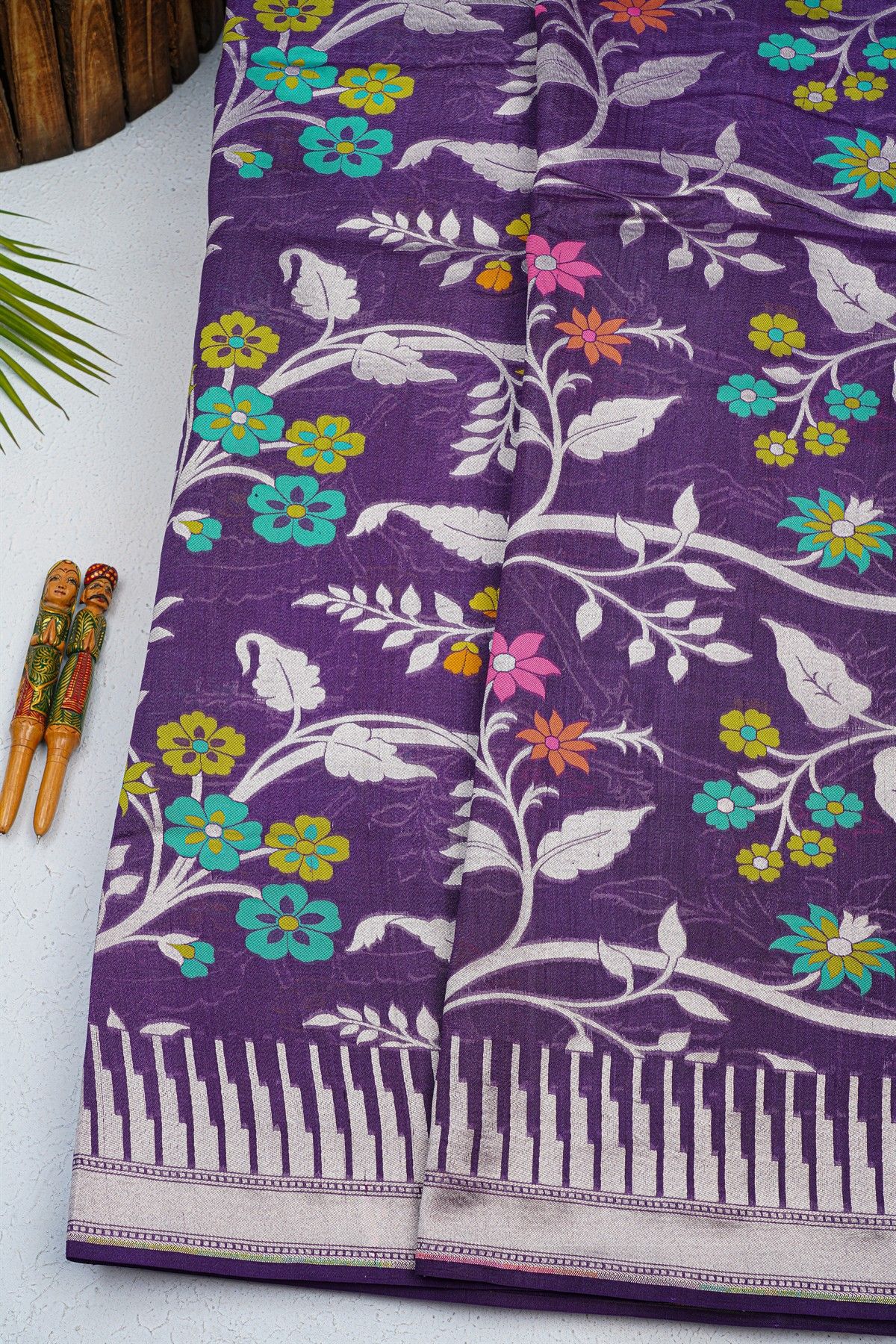 Fancy Tussar Georgette Navy Blue Saree