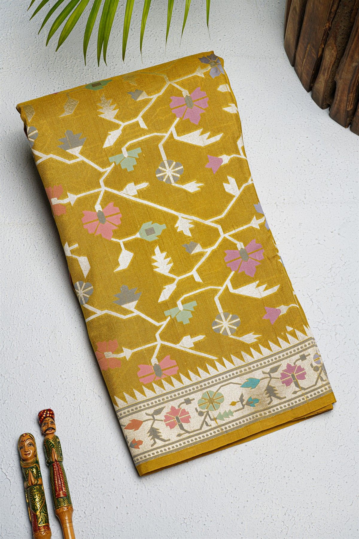 Fancy Tussar Mustard Saree